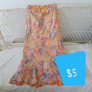 Chiffon floral long reversible skirt, Med.